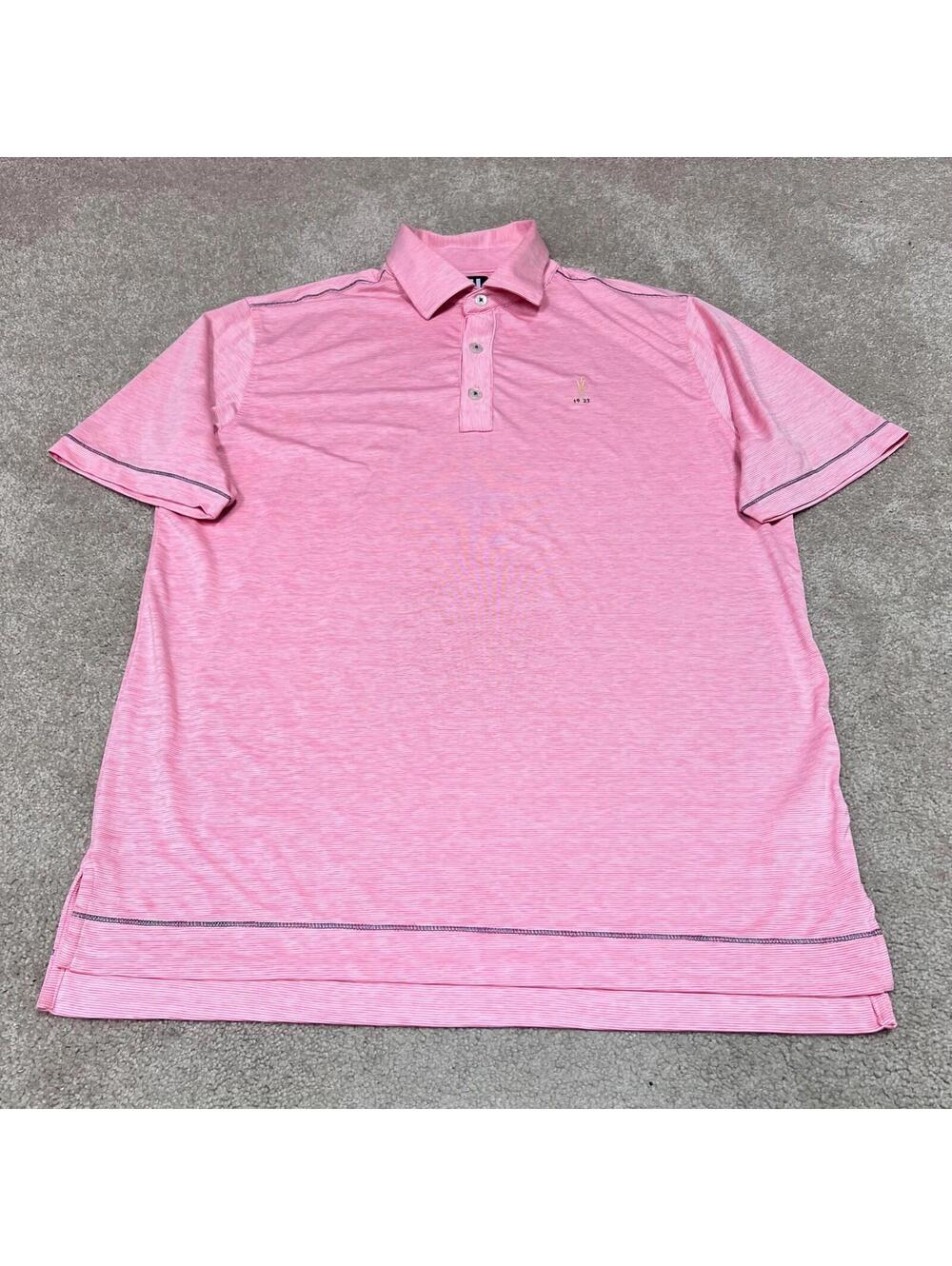 Footjoy Polo Men’s Short Sleeve Salmon White Striped Medium